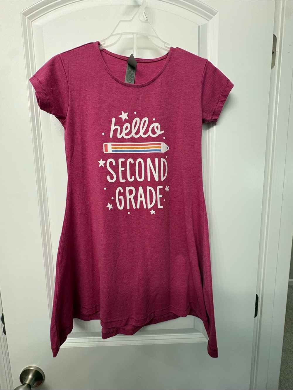 *Hello Second Grade* Short Sleeve Dress - Magenta